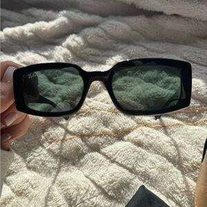 Ray-Ban Black Frame Sunglasses with Green Lenses